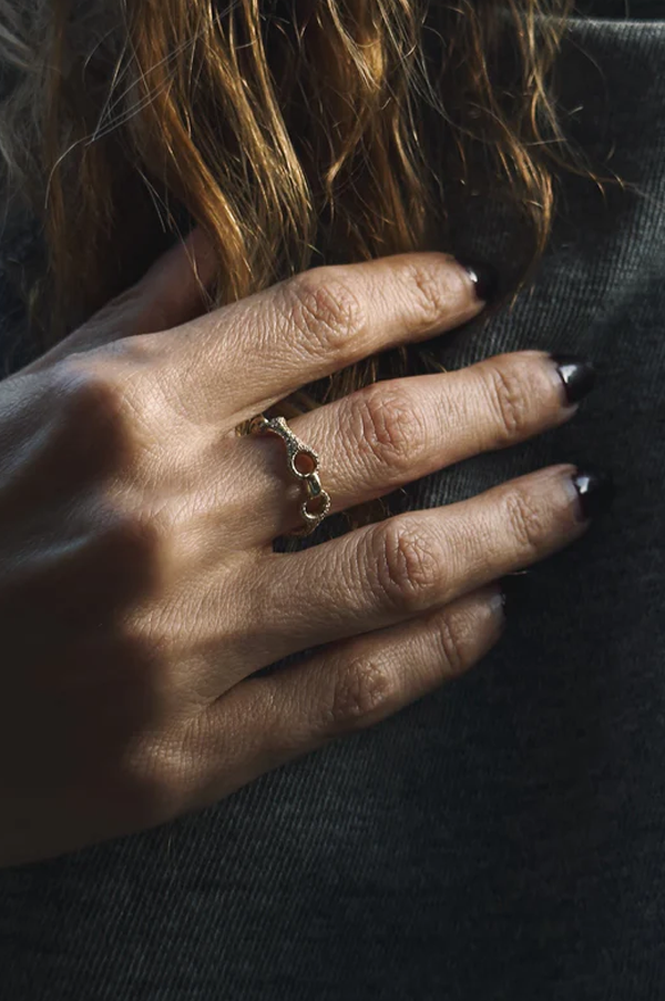 15 MM Beam Link Ring with White Pavé Diamonds