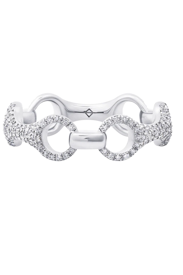 15 MM Beam Link Ring with White Pavé Diamonds