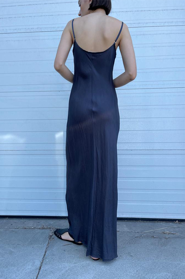 Floor-Length Bias Ankle Slip in Navy