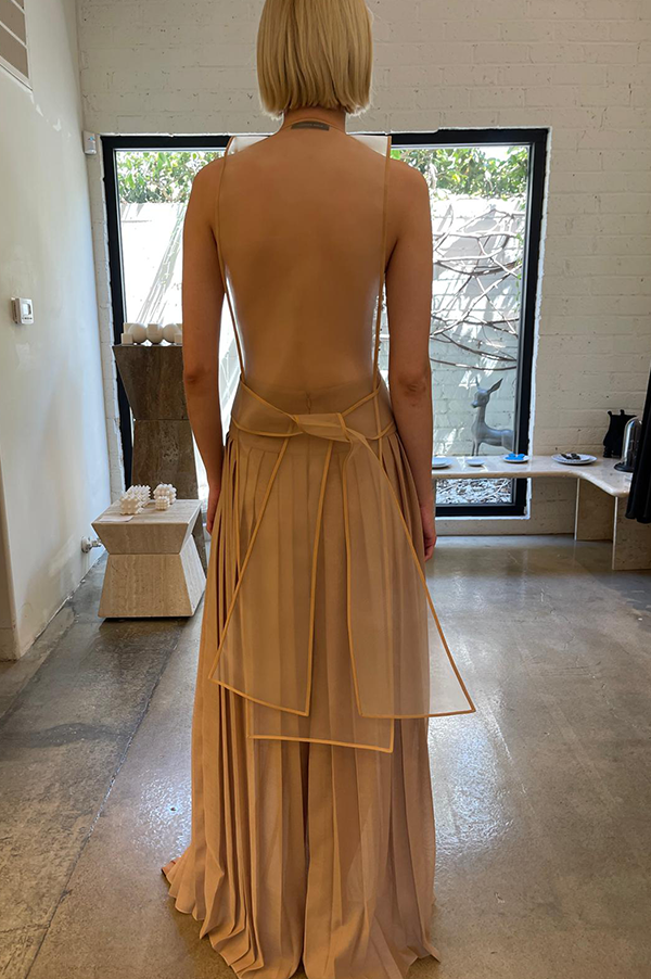 Beaded Apron Dress in Nude