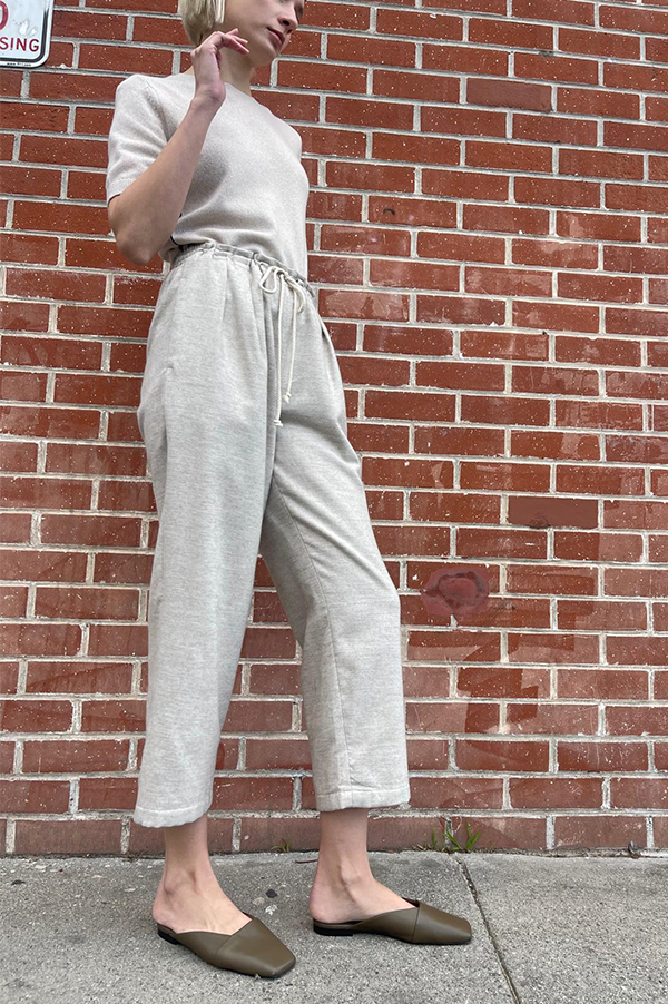 Drawstring pant. Drawstring Trouser. Oatmeal drawstring pant. Relaxed fit pant. Relaxed cream drawstring pant. Relaxed drawstring beige pant. Drawstring lounge pant.