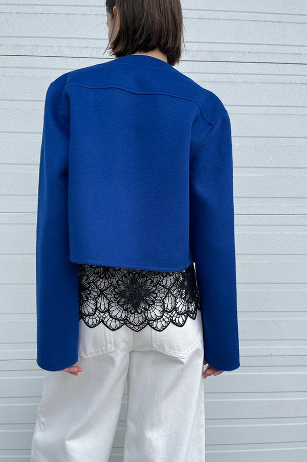 Odeeh Cropped Open Front Jacket in Royal