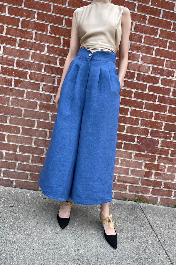 Dusan High Waist Denim Pants In Wave Blue