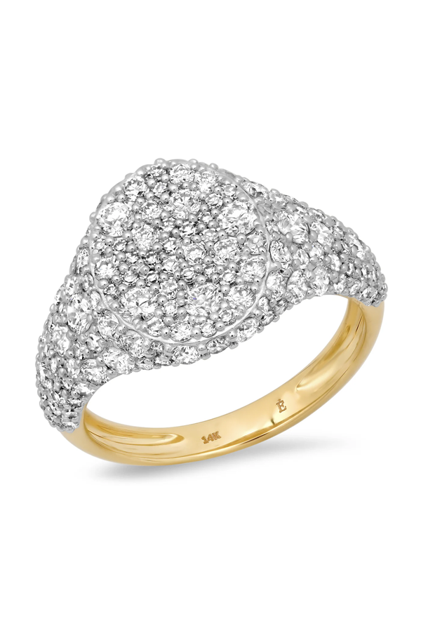Diamond Encrusted Signet Ring