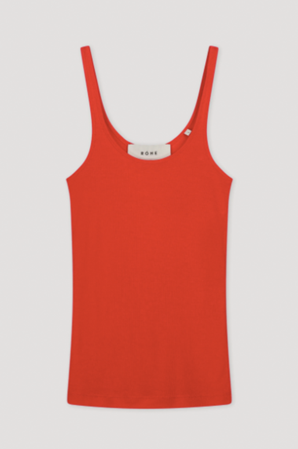 Fine Ribbed Tank in Red