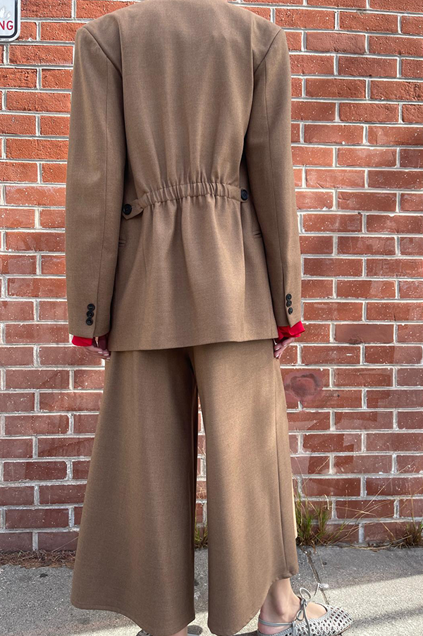 Flannel High Waist Pants in  Camel