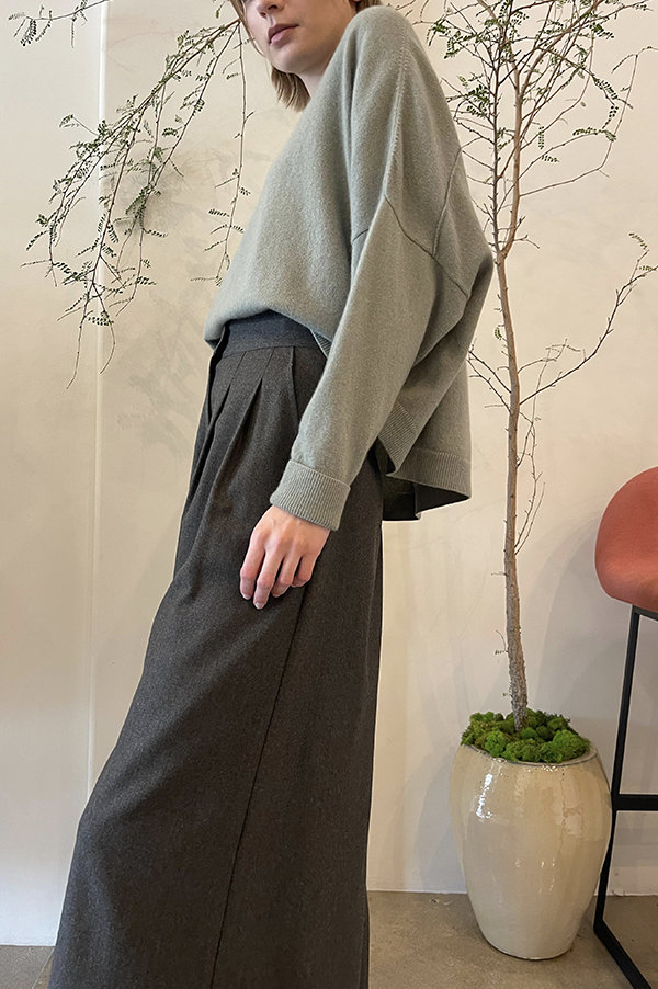 Flannel High Waist Pants in Loden