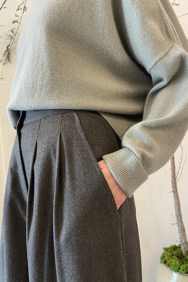 Flannel High Waist Pants in Loden