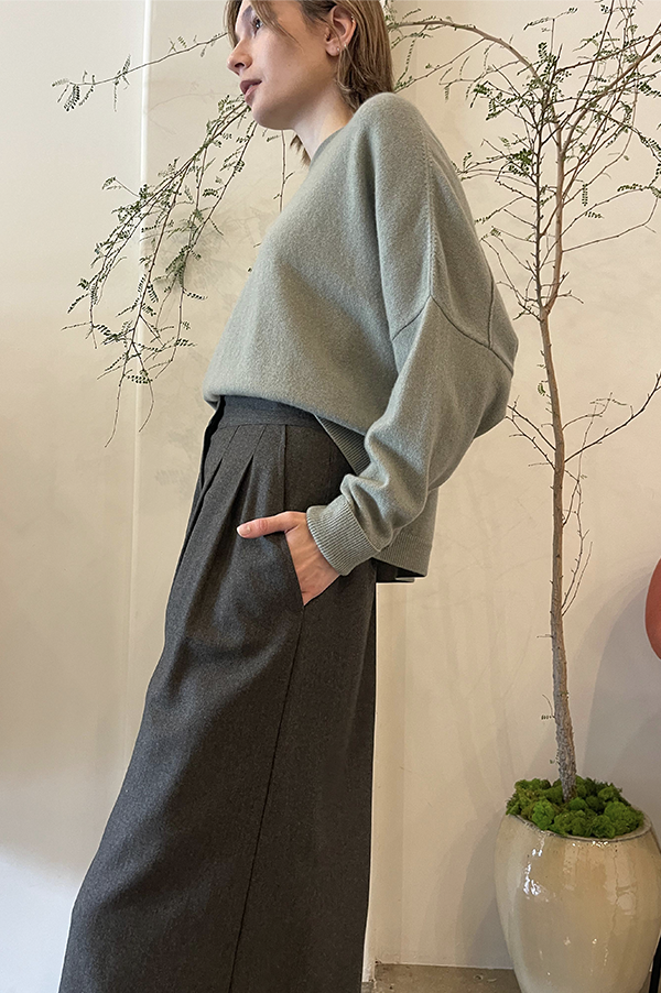 Flannel High Waist Pants in Loden
