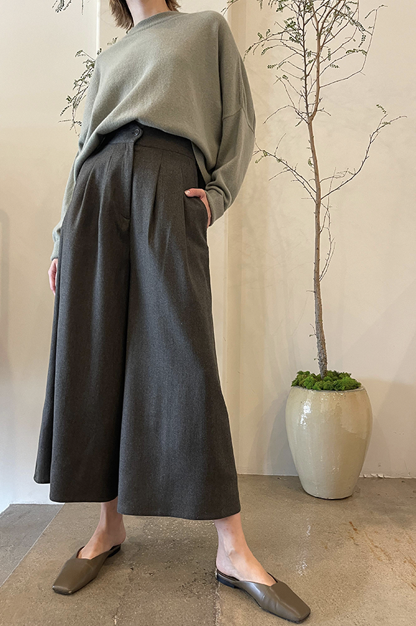 Flannel High Waist Pants in Loden