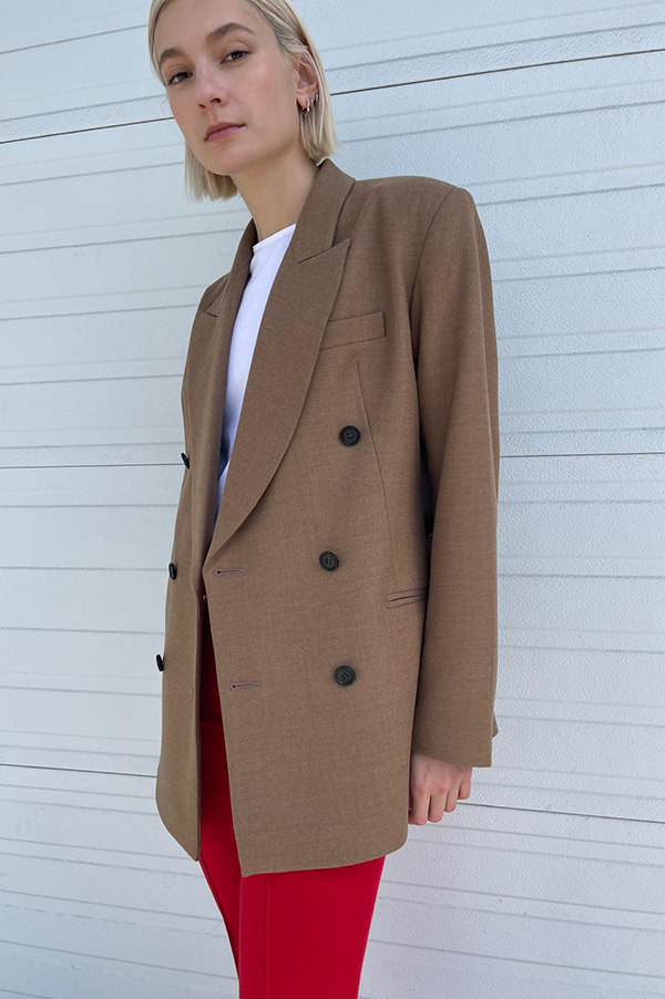 Flannel Shaped Jacket in Camel