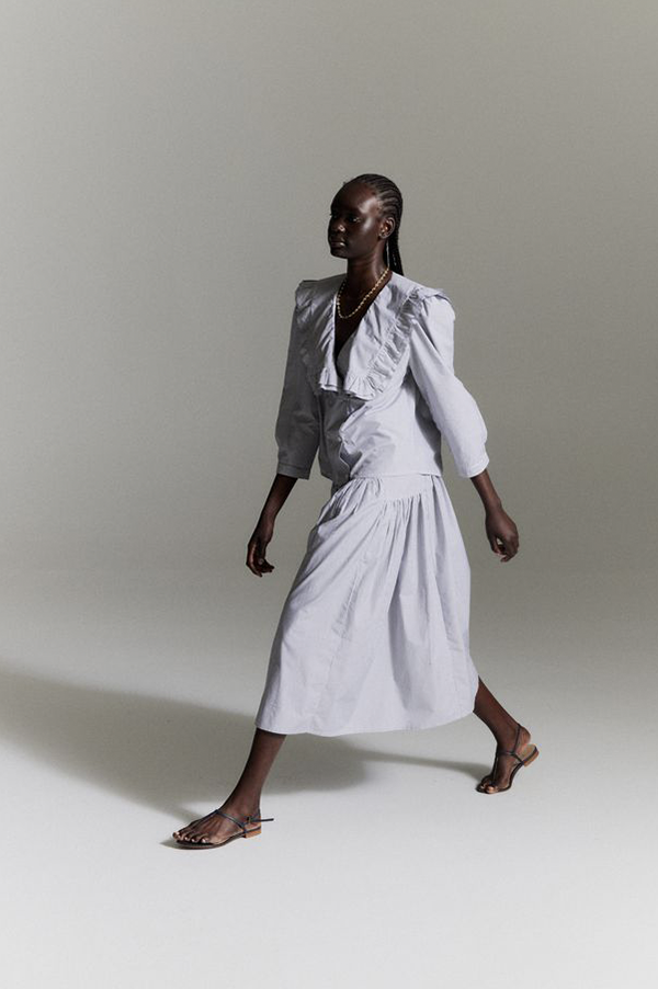 Garden Skirt in Shirting Stripe