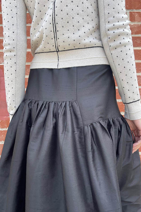 Chelsea Mak silk garden skirt in black