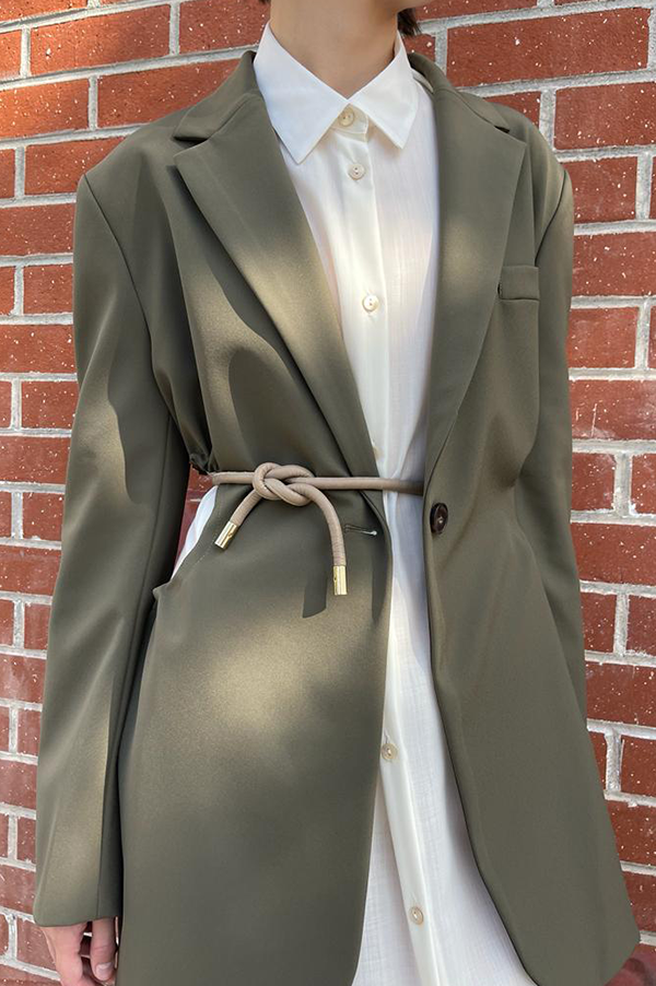 Gathered Cutout Blazer in Olive