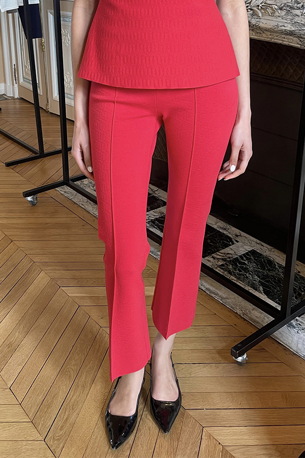 Geo Jacquard Kick Pants In Red