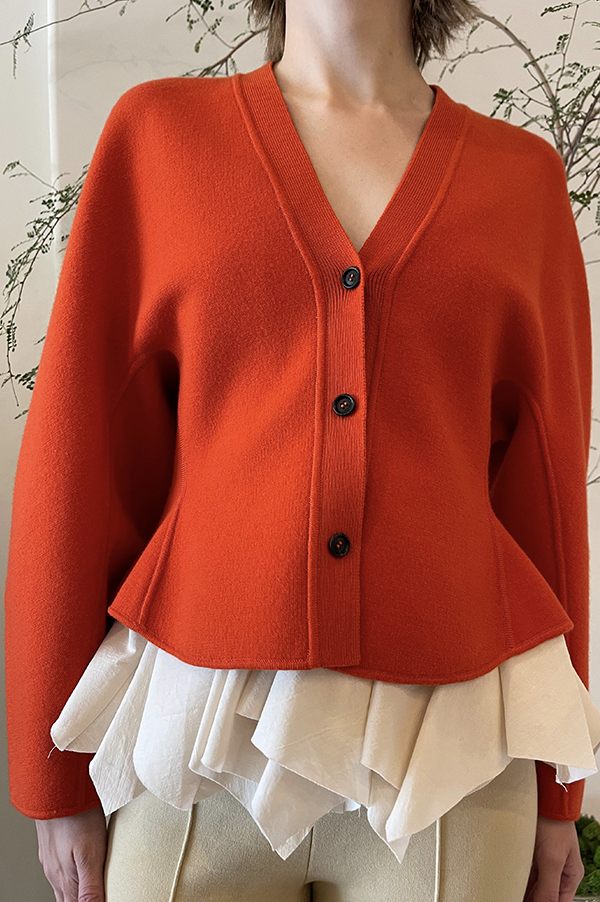 Ashlyn Henry Cardigan. Ashlyn cardigan with peplum. Ashlyn soft merino wool. Ashlyn knit. Ashlyn Fall 2025, Ashlyn orange sweater. Ashlyn persimmon cardigan. Ashlyn orange sweater. Ashlyn Luxurious knit. Orange cardigan. Henry sweater persimmon. Ashlyn Henry Sweater. Tangerine cardigan. Des Kohan Ashlyn. Des Kohan Los Angeles Ashlyn. Des Kohan Fairfax Ashlyn. Ashlyn Fall 2025. Ashlyn winter 2025. Ashlyn CFDA. Ashlyn Vogue. Ashlyn Park. Exclusive Ashlyn. 
