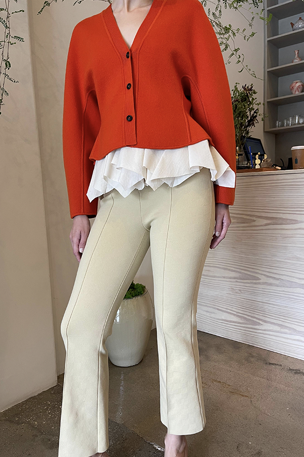 Ashlyn Henry Cardigan. Ashlyn cardigan with peplum. Ashlyn soft merino wool. Ashlyn knit. Ashlyn Fall 2025, Ashlyn orange sweater. Ashlyn persimmon cardigan. Ashlyn orange sweater. Ashlyn Luxurious knit. Orange cardigan. Henry sweater persimmon. Ashlyn Henry Sweater. Tangerine cardigan. Des Kohan Ashlyn. Des Kohan Los Angeles Ashlyn. Des Kohan Fairfax Ashlyn. Ashlyn Fall 2025. Ashlyn winter 2025. Ashlyn CFDA. Ashlyn Vogue. Ashlyn Park. Exclusive Ashlyn. 