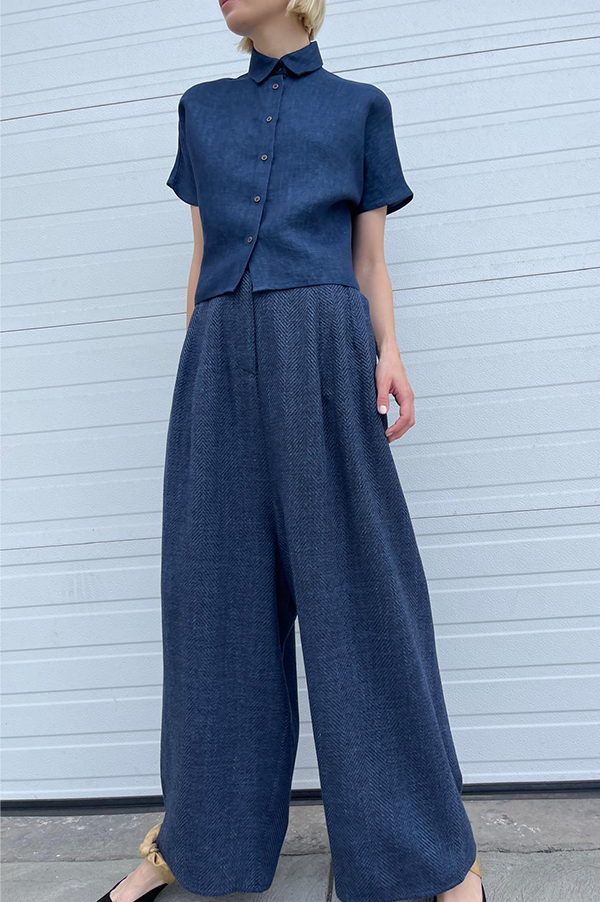 Herringbone Pants in Blue