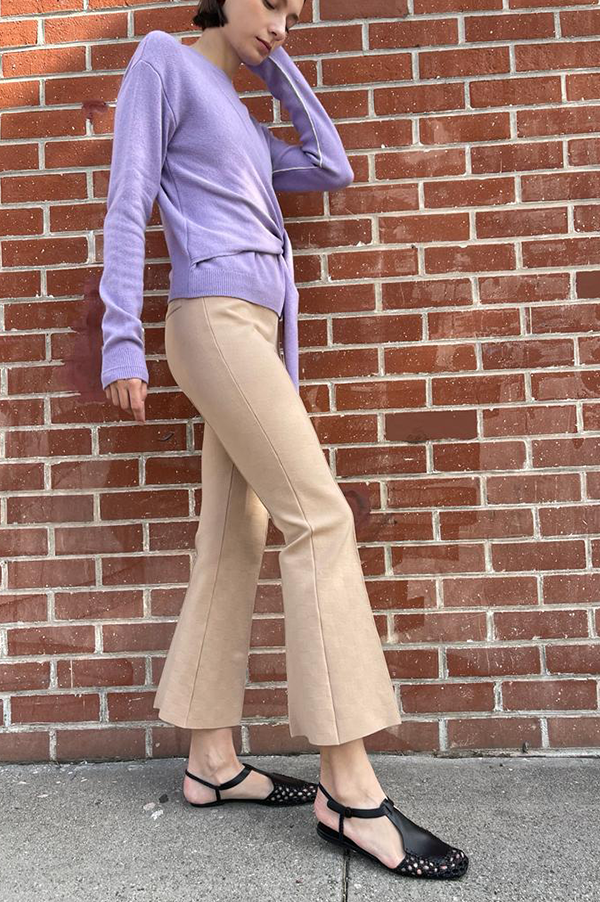 High Sport Kick Stretch-Cotton Pants in Natural