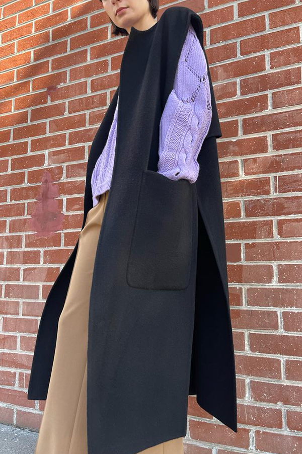 Dusan 100% double cashmere Layering Vest in Black