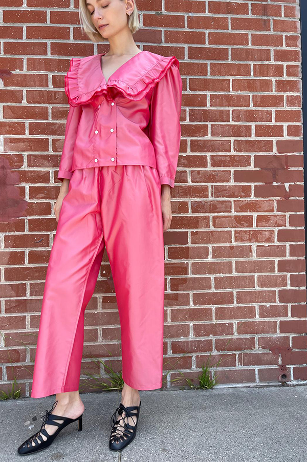 Chelsea Mak silk Lexy pant in rose 