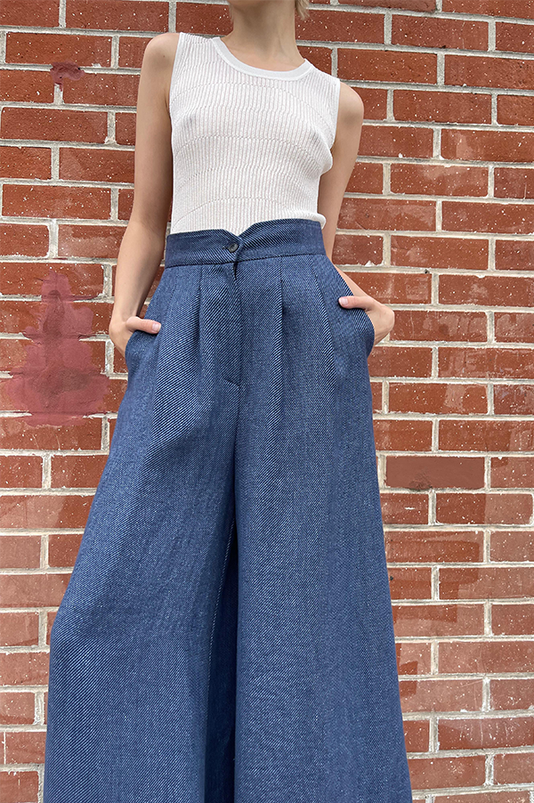 Linen Long Wide pants Linen Long Wide pants Dusan. Blue Tweed Dusan pants. Wide pants Blue Tweed Dusan. Front Zip button closure tweed blue Pants. Dusan blue linen pants.. Dusan. Wide leg pants Dusan. Dusan Des Kohan. Des Kohan Los Angeles. Dusan West Hollywood. Des Kohan exclusive. Dusan Des Kohan exclusive linen long wide leg pants blue. 