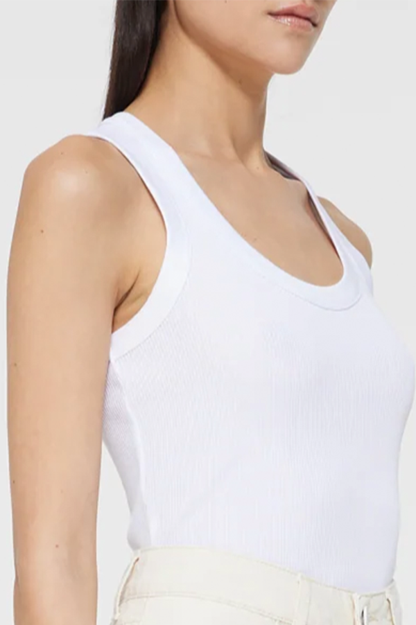 Mercerized Cotton Low Tanktop in White (Sold Out)
