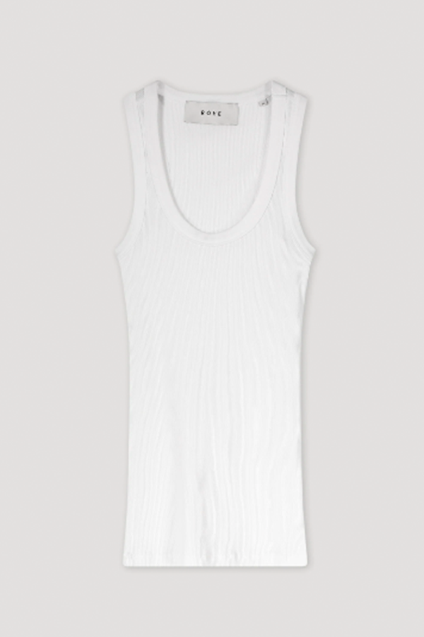 Mercerized Cotton Low Tanktop in White (Sold Out)