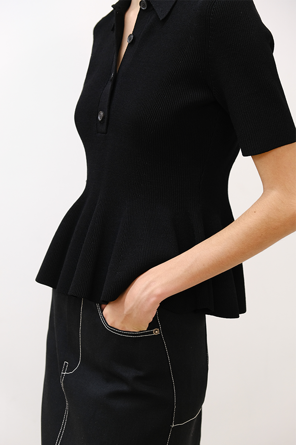 Ashlyn Milo Half Sleeve Top. Ashlyn Milo Half Sleeve Top Black.  Ashlyn Milo Half Sleeve Top Noir. Ashlyn ribbed Milo top. Ashlyn ribbed Milo top Black. Ashlyn ribbed Milo Half Sleeve Black. Ashlyn Milo Polo Style top. Ashlyn Milo Polo Peplum. Ashlyn Polo Peplum Black Ashlyn Des Kohan. Ashlyn West Hollywood. Ashlyn Los Angeles. Des Kohan. Des Kohan Los Angeles. 