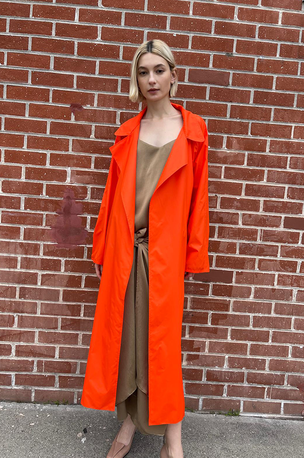 Oversized Trench Coat in Vermilion
