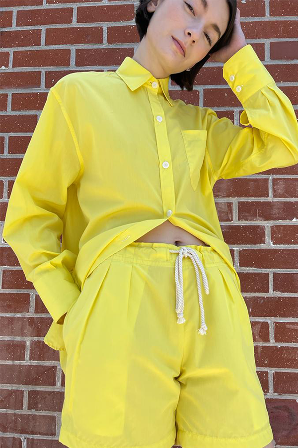 Oversized long sleeve tunic shirt in acid yellow Maria McManus 