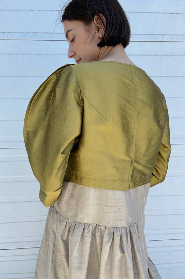 Palace blouse in iridescent khaki Chelsea Mak 