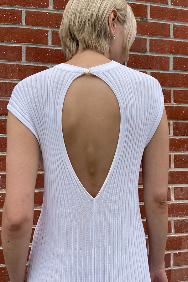 Pleated Sleeveless Dress in White (Sold Out)