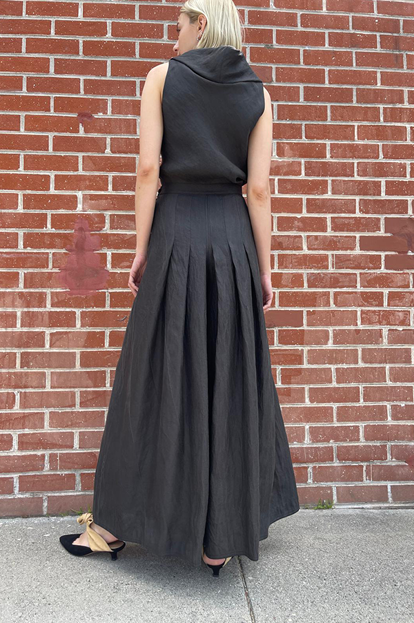 Dusan Pleated Wide Leg Pants in Black