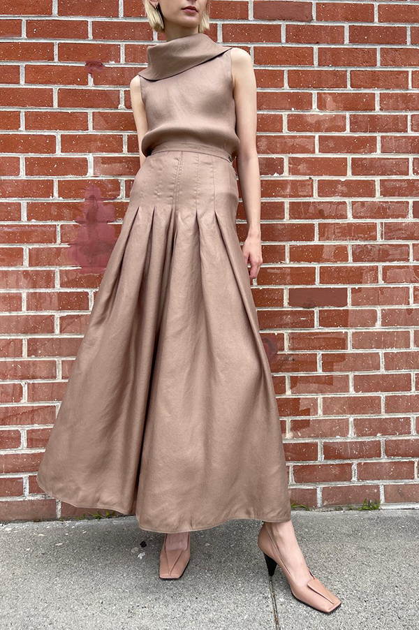 Dusan Pleated Wide Leg Pants In Nomad