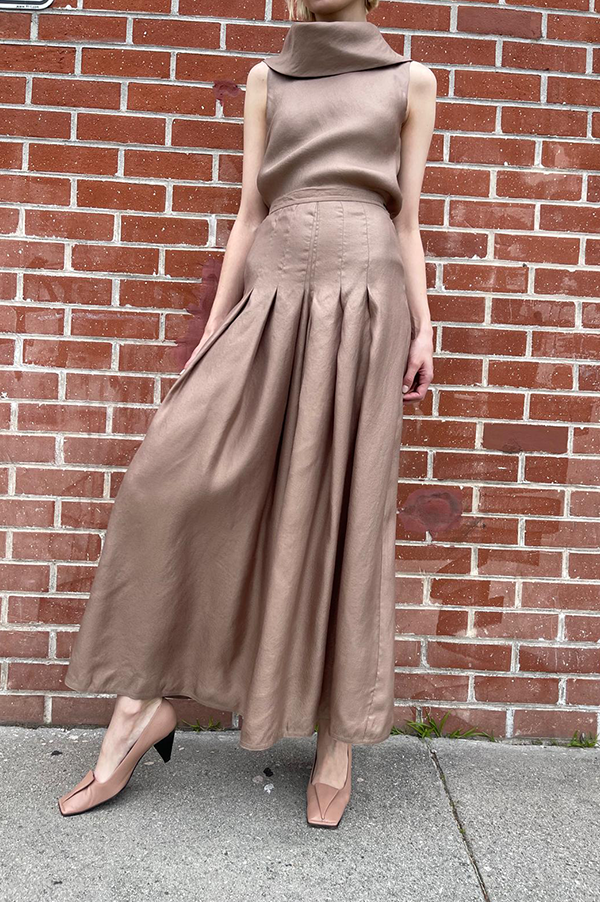 Dusan Pleated Wide Leg Pants In Nomad