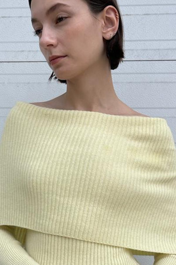 Maria Mcmanus Ribbed Cape Sweater in Pale Yellow