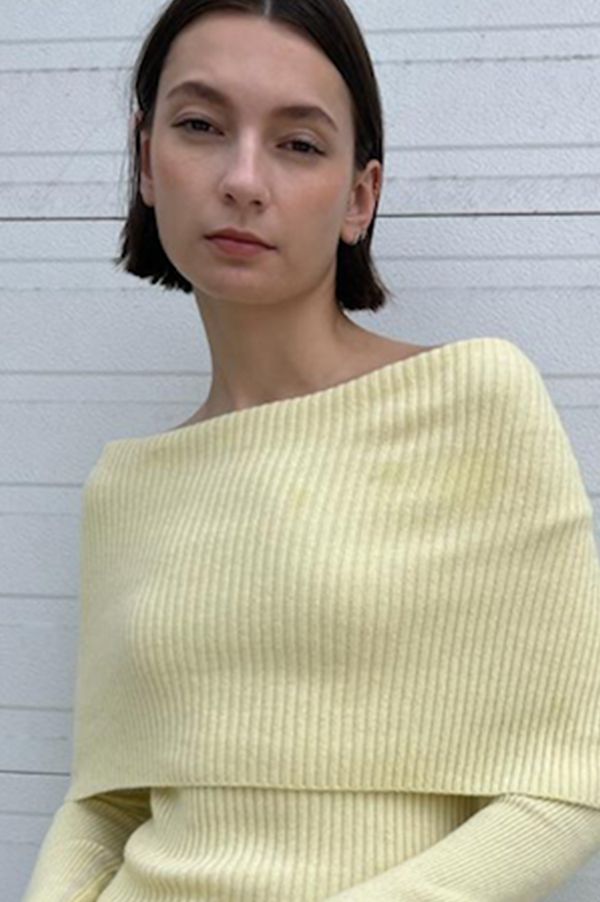 Maria Mcmanus Ribbed Cape Sweater in Pale Yellow