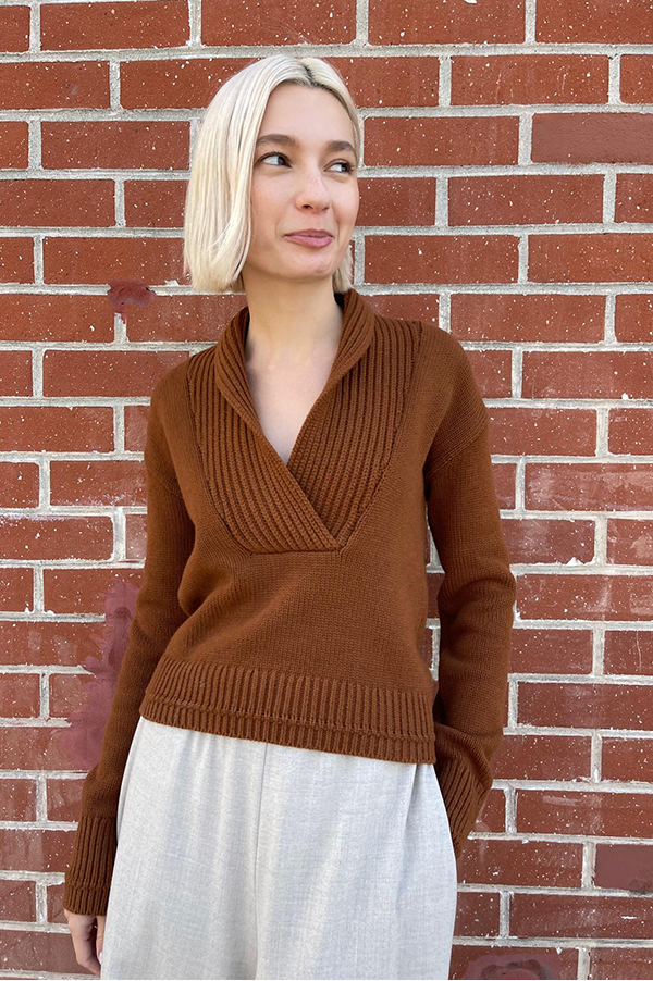 Shawl Collar Sweater in Vicuna