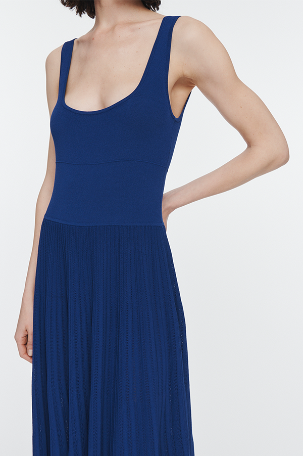 Square Neck Mesh Dress in Cobalt Blue (Sold Out)