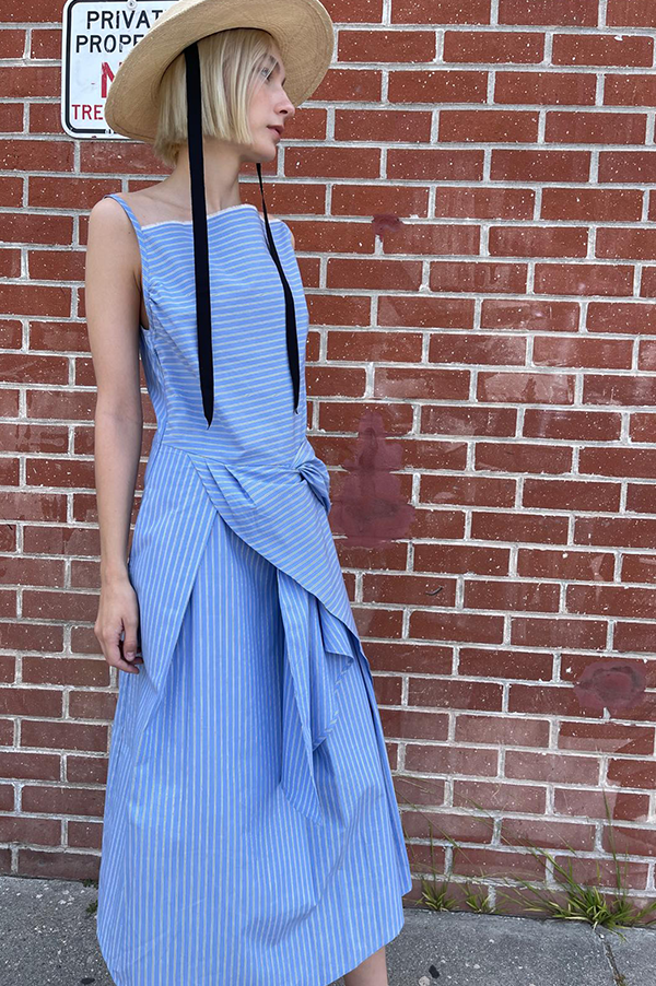 Chelsea mak sylvan cotton Dress in Cerulean stripe