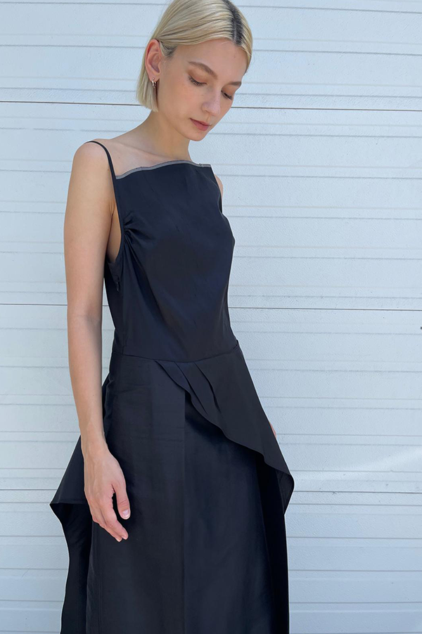 Chelsea mak sylvan silk dress in night / black