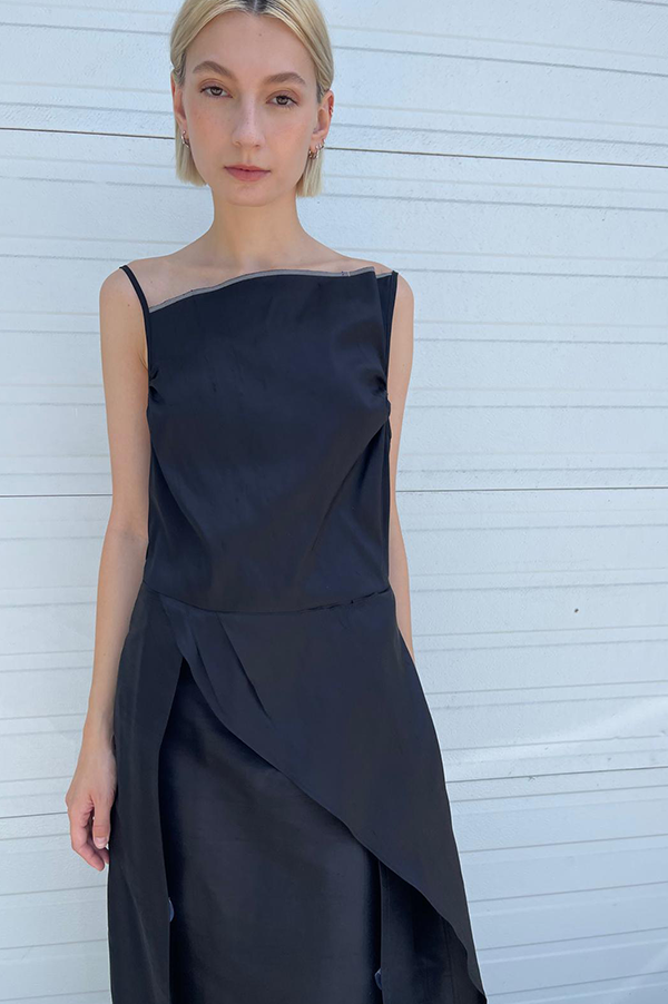 Chelsea mak sylvan silk dress in night / black