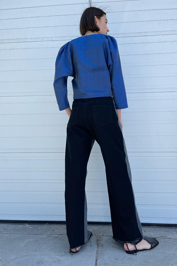 Teresa cropped blouse in blue Chelsea mak