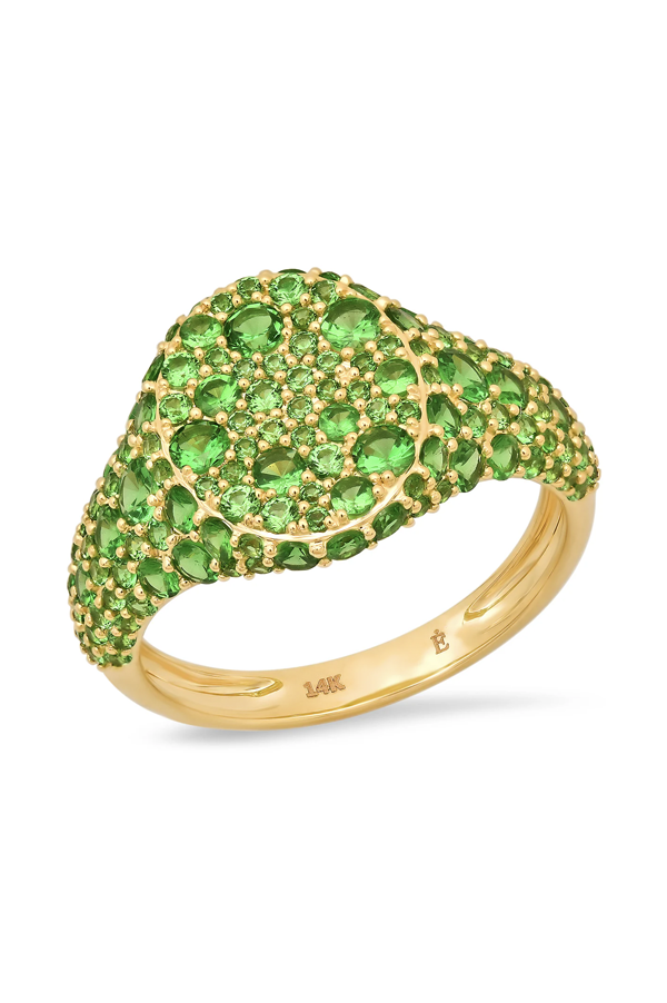 Tsavorite Encrusted Signet Ring