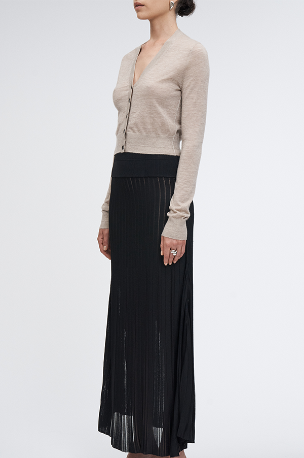 Variegated Pleat Skirt in Black