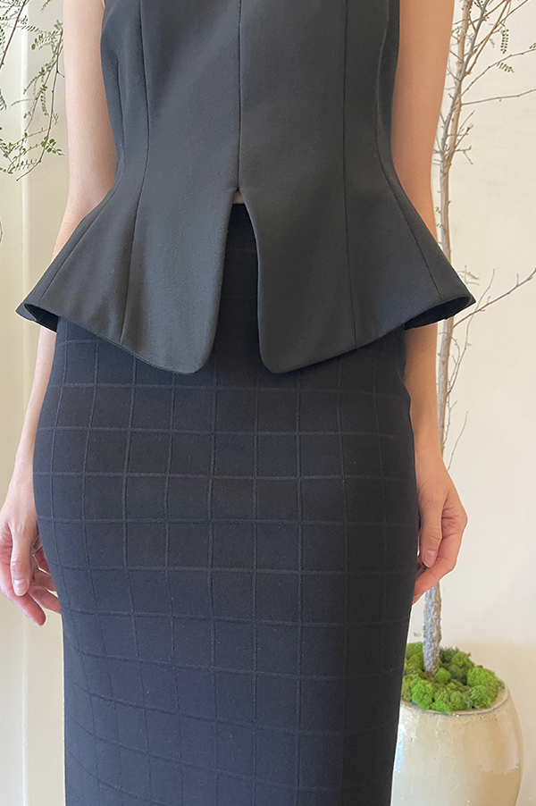 Windowpane Petra Skirt in Black Shine Combo