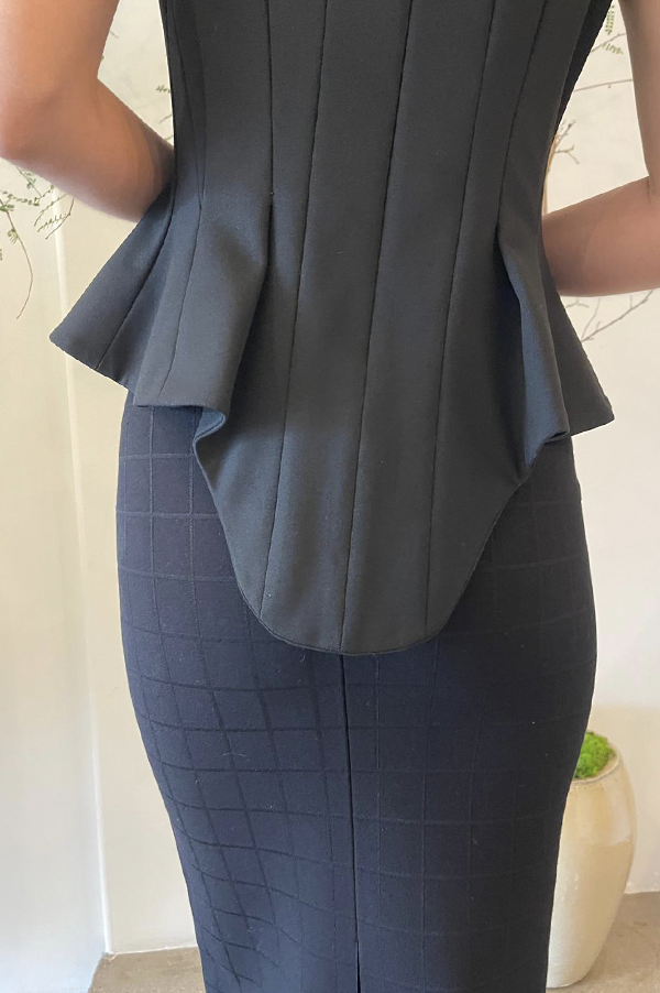 Windowpane Petra Skirt in Black Shine Combo