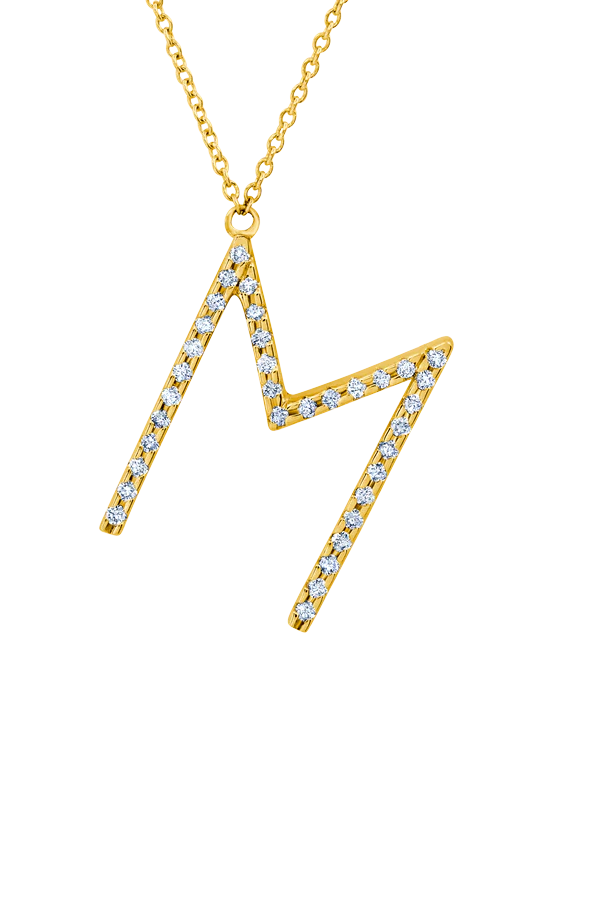 Alphabet with White Pavé Diamonds Necklace