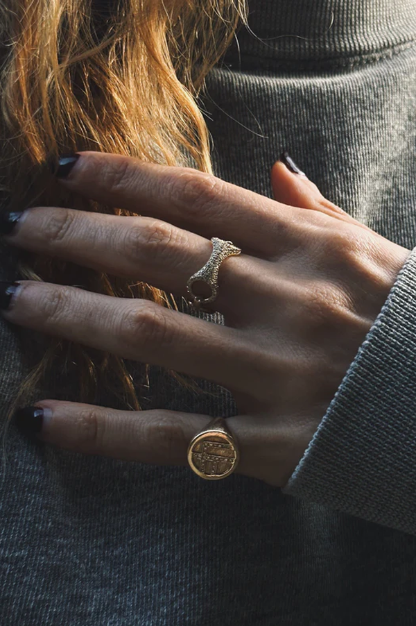 20 MM Beam Link Ring with White Pavé Diamonds